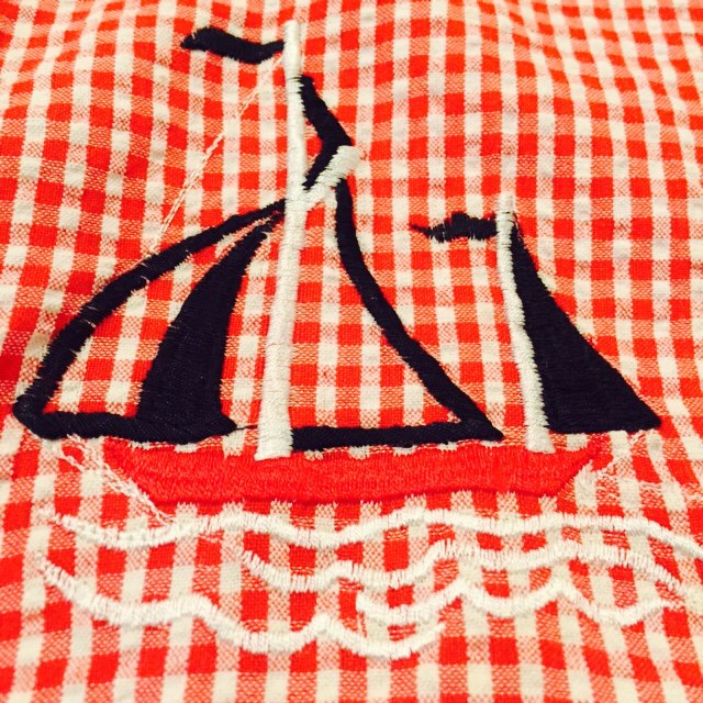 赤白ギンガムチェック×ヨット刺繍なBigSizeシアサッカーシャツの巻！！ メンズ レディース 