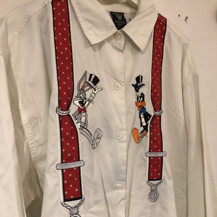 1997 WARNER BROS suspenders  embroidery Shirts レディース 