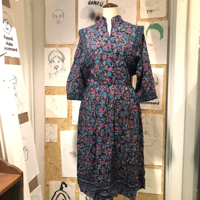 80s- paisley & flower pattern dress レディース 