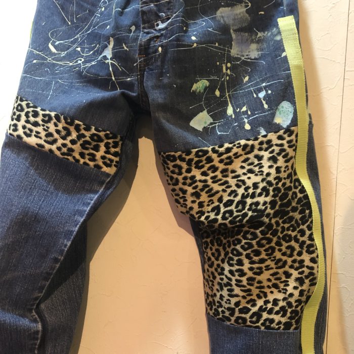 gpk Remake denim×leopard pants オリジナルリメイク 