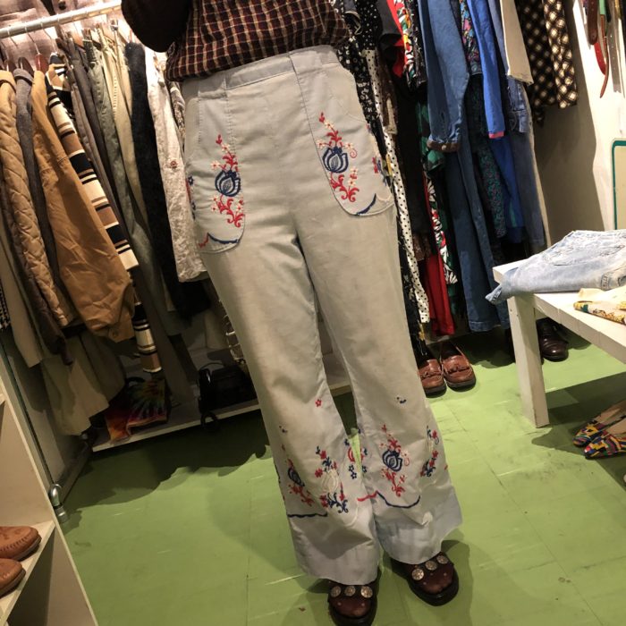 70s- VIntage embroidery flare pants レディース 